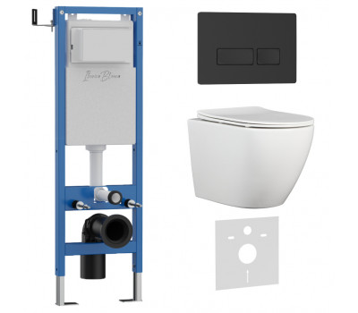 Комплект 3в1 IBERICA BLANCA инсталляция SILENCIO MINI, унитаз BILBAO ALTO белый, кнопка смыва ESTI-R черный матовый (IB.001M.BLA.234.212) 