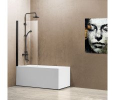 Душевая шторка на ванну Vincea  VSB-11800CLB, 800*1400, черный, стекло прозрачное 