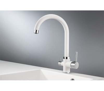 Смеситель для кухни GRANULA 2168, АРКТИК (БЕЛЫЙ) 