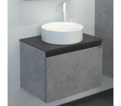 Тумба-умывальник Comforty Эдинбург 60 бетон светлый с черной столешницей с раковиной Comforty 9111 00-00002782 