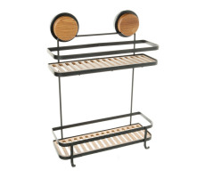 Полка Fixsen прямая двухэтажная черная-дерево Magic FX-950B-2 