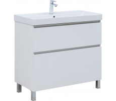 Тумба с раковиной Aquanet Вега 90 (Ирис) напольная 2 ящ. цв. белый глянец 00345378 Тумба с раковиной Aquanet Вега 90 (Ирис) напольная 2 ящ. цв. белый глянец 00345378
