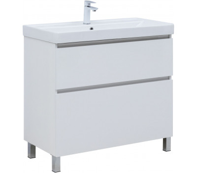 Тумба с раковиной Aquanet Вега 90 (Ирис) напольная 2 ящ. цв. белый глянец 00345378 Тумба с раковиной Aquanet Вега 90 (Ирис) напольная 2 ящ. цв. белый глянец 00345378