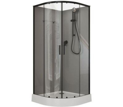 Душевая кабина Aquanet Passion EVO R black 90x90 набор 2, поддон низкий, двери раздвижные 