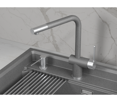 Смеситель для кухни GRANULA 5017, ГРАФИТ (ЧЁРНО-СЕРЫЙ) 