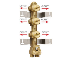 Скрытая часть с девиатором для термостата HighFlow на 6 потребителей BOSSINI 6 OUTLETS Z030273000