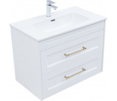Тумба с раковиной Aquanet Бостон new 80 (Flat) цв.белый сатин, ручки золото 00347847 Тумба с раковиной Aquanet Бостон new 80 (Flat) цв.белый сатин, ручки золото 00347847