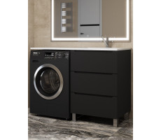 Тумба под стиральную машину Uperwood Tanos 60 см, напольная, черная, 3 ящика TTanosVMF60B3 Тумба под стиральную машину Uperwood Tanos 60 см, напольная, черная, 3 ящика TTanosVMF60B3
