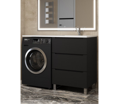 Тумба под стиральную машину Uperwood Tanos 60 см, напольная, черная, 3 ящика TTanosVMF60B3 