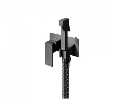 Гигиенический душ со смесителем встраиваемый Knotlor FHS02S1GM вороненая сталь матовый 