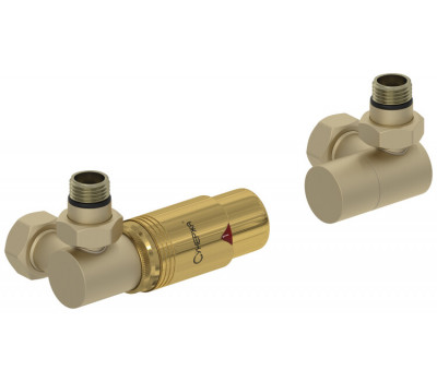 Автоматический терморегулятор Сунержа 3D G 1/2" НР х G 3/4" НГ набор левый цвет-шампань матовая/золото 022-1421-6207 