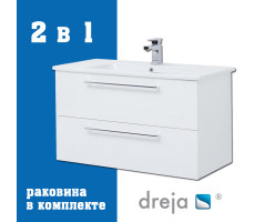 Тумба с раковиной подвесная Dreja Gio 100 см, белый