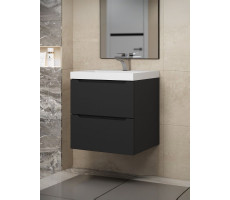 Тумба с раковиной для ванной подвесная Uperwood Tanos NEW 50х45х55 см, черная 2190000014 