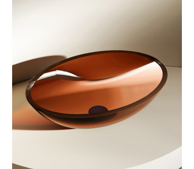 Раковина накладная прозрачная ABBER Kristall AT2802Opal коричневая 