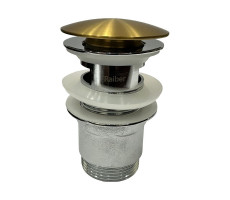Донный клапан с переливом для раковины Raiber RPG-50, матовое золото Донный клапан с переливом для раковины Raiber RPG-50, матовое золото