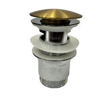 Донный клапан с переливом для раковины Raiber RPG-50, матовое золото 