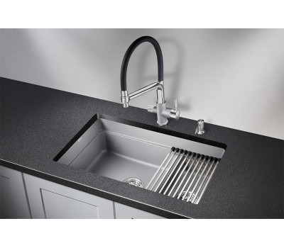 Кухонная мойка GRANULA KS-7304U, АЛЮМИНИУМ, кварц 