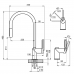 Смеситель для кухни GRANULA GR-8172, ГРАФИТ, С ВЫДВИЖНЫМ ИЗЛИВОМ 