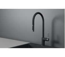 Смеситель для кухни GRANULA GR-8172, ГРАФИТ, С ВЫДВИЖНЫМ ИЗЛИВОМ 