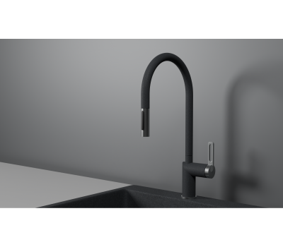 Смеситель для кухни GRANULA GR-8172, ГРАФИТ, С ВЫДВИЖНЫМ ИЗЛИВОМ 