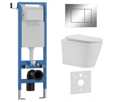 Комплект 3в1 IBERICA BLANCA инсталляция SILENCIO MINI, унитаз BURGOS ALTO белый, кнопка смыва ESTI-S хром глянцевый (IB.001M.BRA.234.852) 