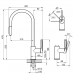 Смеситель для кухни GRANULA GR-8168, ЧЕРНЫЙ, С ВЫДВИЖНЫМ ИЗЛИВОМ 