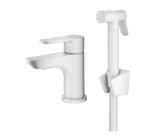 Смеситель для раковины с гигиеническим душем Prohanss P64.12.08, белый 