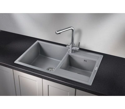 Кухонная мойка GRANULA 8201, АЛЮМИНИУМ, кварц 
