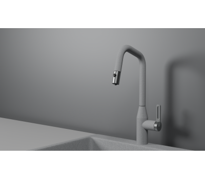 Смеситель для кухни GRANULA GR-8171, БАЗАЛЬТ, С ВЫДВИЖНЫМ ИЗЛИВОМ 