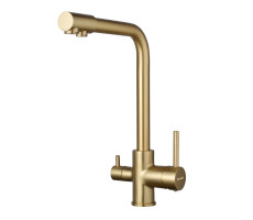 Смеситель для кухни с подключением фильтра Shevanik S328G, золотой сатин
