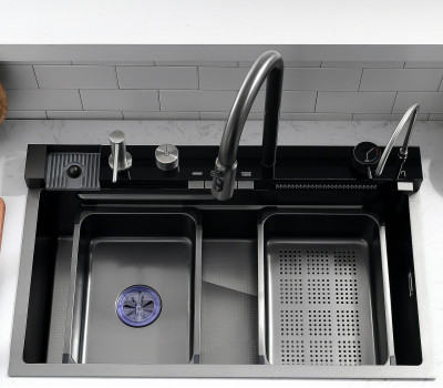 Мойка кухонная многофункциональная "CASCADE-5" ESBANO оружейная сталь 