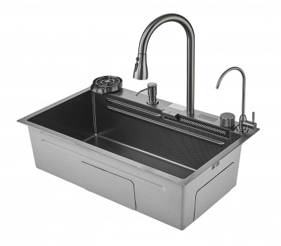 Мойка кухонная с водопадом Savol S-SC002Q графит 