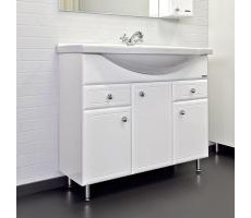 Тумба-умывальник Comforty Сочи-100 белый глянец с раковиной Эльбрус-100 00004134582 