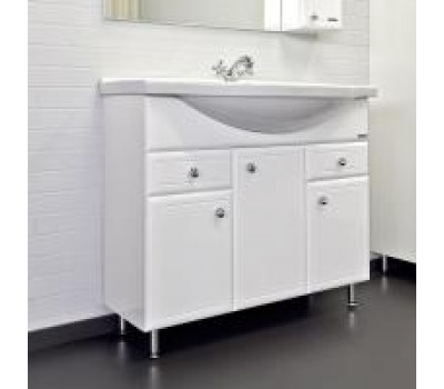 Тумба-умывальник Comforty Сочи-100 белый глянец с раковиной Эльбрус-100 00004134582 