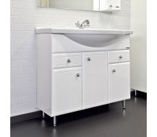 Тумба-умывальник Comforty Сочи-100 белый глянец с раковиной Эльбрус-100 Тумба-умывальник Comforty Сочи-100 белый глянец с раковиной Эльбрус-100