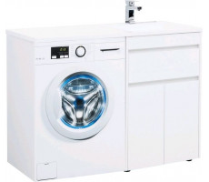Тумба c раковиной Токио 120R (Персона 120R) напольная 1 ящик 2 фасада цвет белый глянец (301282) 