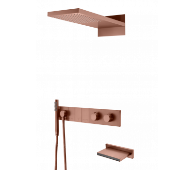 Встроенная душевая система  с изливом ZODIAC с термостатом, трехпозиционная Brushed Bronze Boheme 133-2-BRB брашированная бронза 