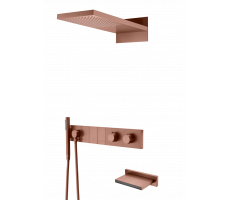 Встроенная душевая система с изливом ZODIAC с термостатом, трехпозиционная Brushed Bronze Boheme 133-2-BRB брашированная бронза Встроенная душевая система с изливом ZODIAC с термостатом, трехпозиционная Brushed Bronze Boheme 133-2-BRB брашированная бронза