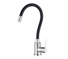 Смеситель для кухни с гибким изливом WesnaArt EKO EKO05-140, сатин/черный