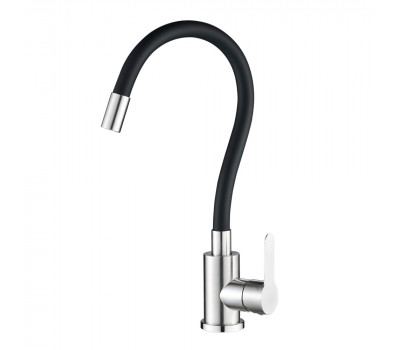 Смеситель для кухни с гибким изливом WesnaArt EKO EKO05-140, сатин/черный