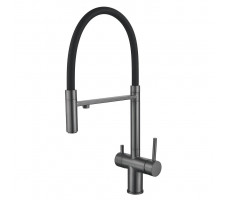 Смеситель для кухни с гибким изливом и подключением фильтра Maretti Calabria CA31RGF11, оружейная сталь  Смеситель для кухни с гибким изливом и подключением фильтра Maretti Calabria CA31RGF11, оружейная сталь