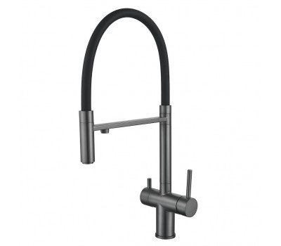 Смеситель для кухни с гибким изливом и подключением фильтра Maretti Calabria CA31RGF11, оружейная сталь  Смеситель для кухни с гибким изливом и подключением фильтра Maretti Calabria CA31RGF11, оружейная сталь