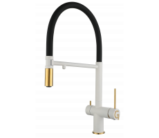 Смеситель для кухни Rivelato Adria U-обр. гибкий излив с краном питьевой воды D-35ммoro арт 1523517 brina oro 