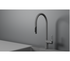 Смеситель для кухни GRANULA GR-8172, АЛЮМИНИУМ, С ВЫДВИЖНЫМ ИЗЛИВОМ 