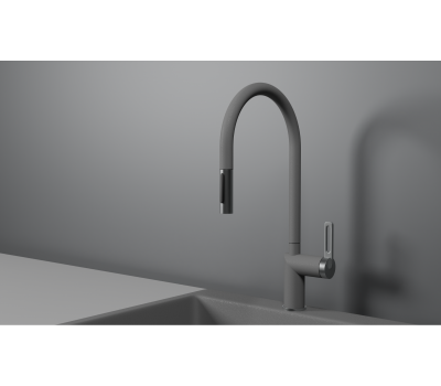 Смеситель для кухни GRANULA GR-8172, АЛЮМИНИУМ, С ВЫДВИЖНЫМ ИЗЛИВОМ 