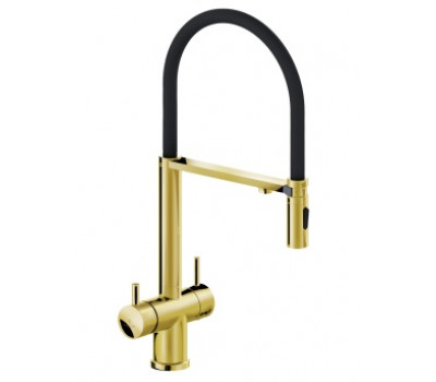 Смеситель для кухни с гибким изливом AltroBagno Flusso 050205 Or золото Смеситель для кухни с гибким изливом AltroBagno Flusso 050205 Or золото