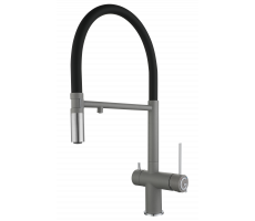 Смеситель для кухни Rivelato Adria U-обр. гибкий излив с краном питьевой воды D-35мм cromo  1523517 grigio cromo 