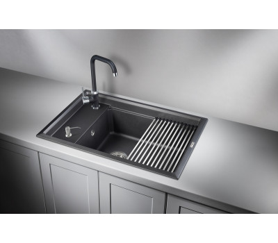 Кухонная мойка GRANULA KS-7305, ШВАРЦ (чёрный металлик), кварц 