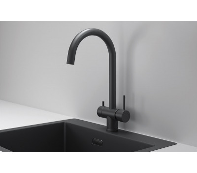 Смеситель для кухни GRANULA KS-7104, ЧЕРНЫЙ МАТОВЫЙ 