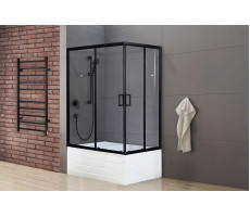 Душевой угол с поддоном Royal Bath RB 8100BP-T-BL (прозрачное) левый черный 